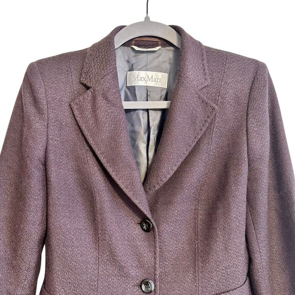 MaxMara Women’s Wool Cropped Blazer Jacket Size 6 Purple - Picture 2 of 11